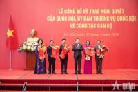 Chủ tịch Quốc hội Trần Thanh Mẫn chủ trì Lễ công bố và trao các nghị quyết về công tác cán bộ
