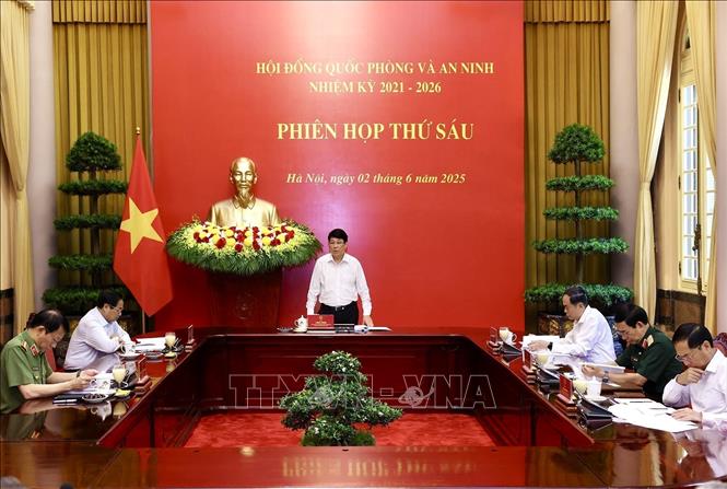 Chủ tịch nước Lương Cường chủ trì Phiên họp thứ sáu Hội đồng Quốc phòng và An ninh